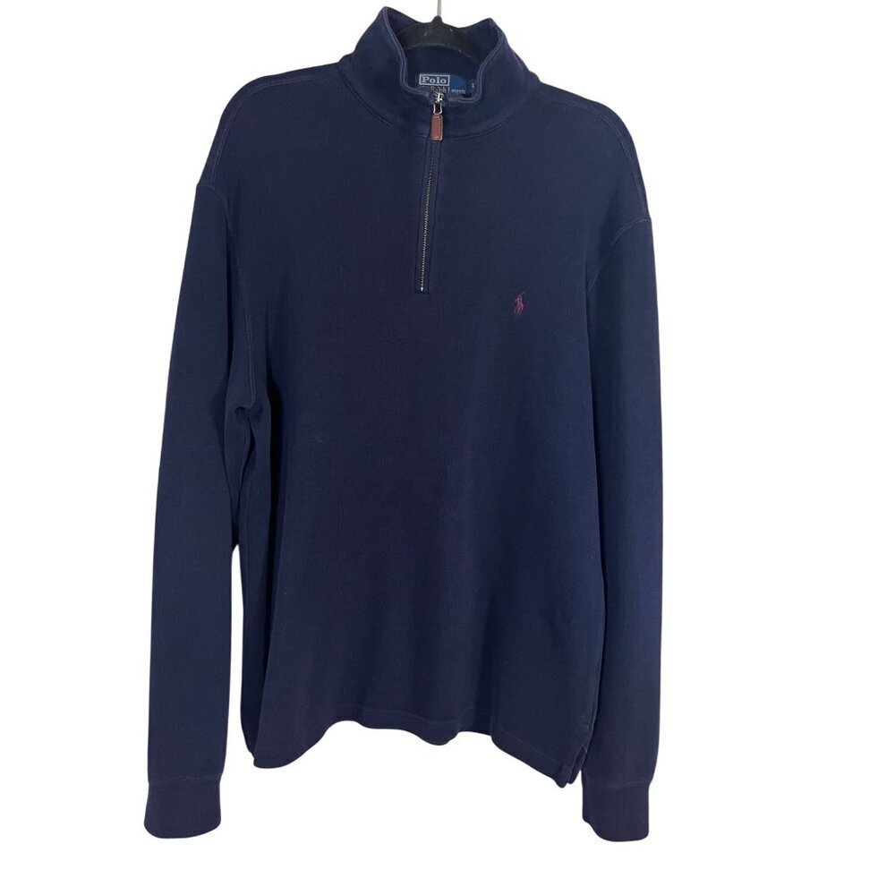 Ralph Lauren Sweater Men L Blue Pullover Old Money Preppy Cotton Classic Staple